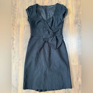 Nanette Lepore Black Sweetheart Neck Short Sleeve Dress Back Pleated Size 6